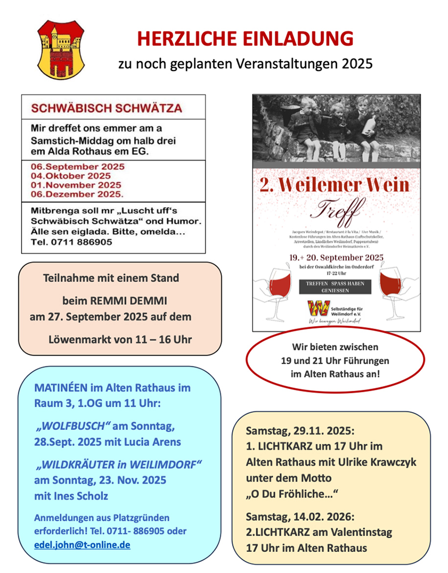 Veranstaltungen des Heimatkreis im Herbst/Winter 2025/26